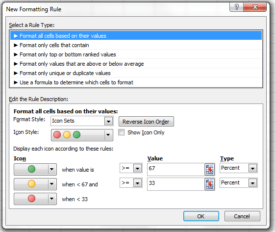 The Conditional Formatting options: Advanced Rules 1
