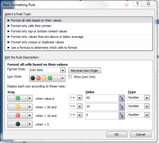 The Conditional Formatting options: Advanced Rules 2