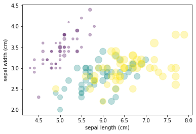An example of a scatter plot generated from the iris dataset