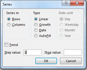 Autofilling a series