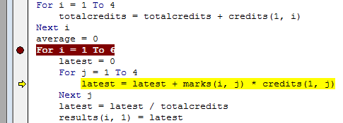 Stepping through your code in break mode
