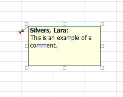 Viewing the comment associated with a cell