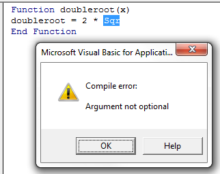 The effect of calling the function doubleroot