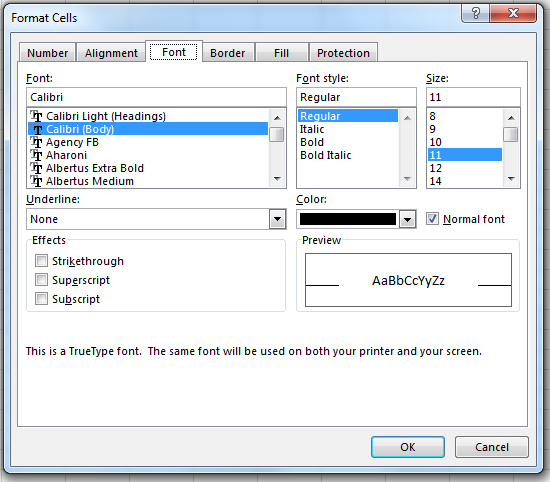The Format Cells option