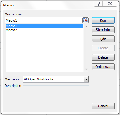 The Macros window