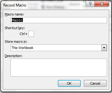 The Record Macro dialogue window