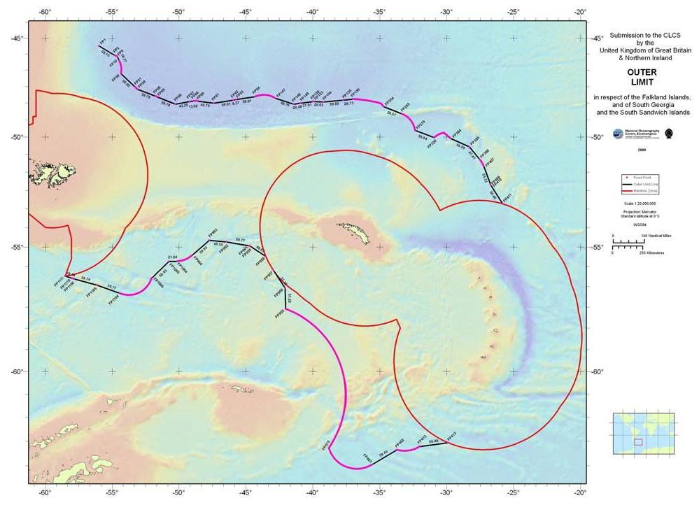 The map showing the British Submission to the Commission on the Limits of the Continental Shelf