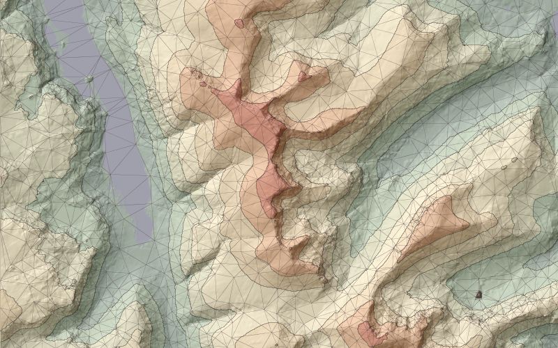 Helvellyn DEM with contours and TIN