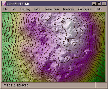 Contours threaded throug fractal surface