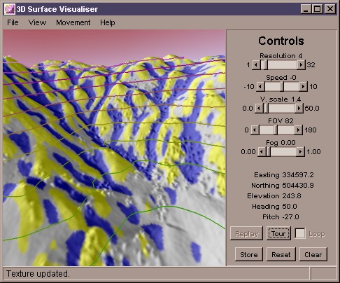 View of feature drape with vector contours