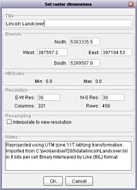 Landcover reprojection values