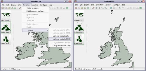 Lat/long and OSGB coordinate projections