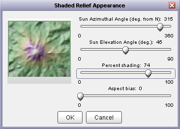 Shaded relief parameters