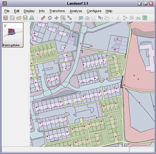 Vector map with points, lines and polygons