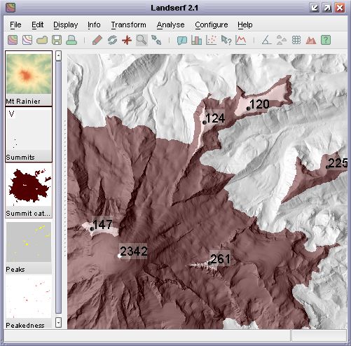 Sub-peaks with at least 100m relative drop