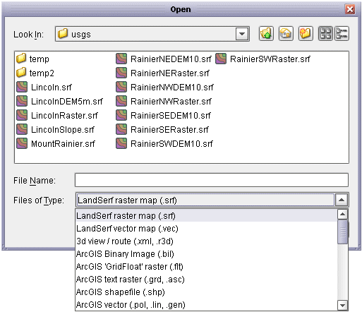 File type selection