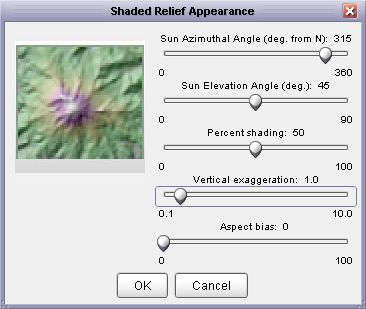 Shaded relief parameters