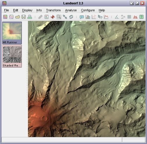 Hue-intensity map combining DEM (hue) and Phong shaded relief (intensity)